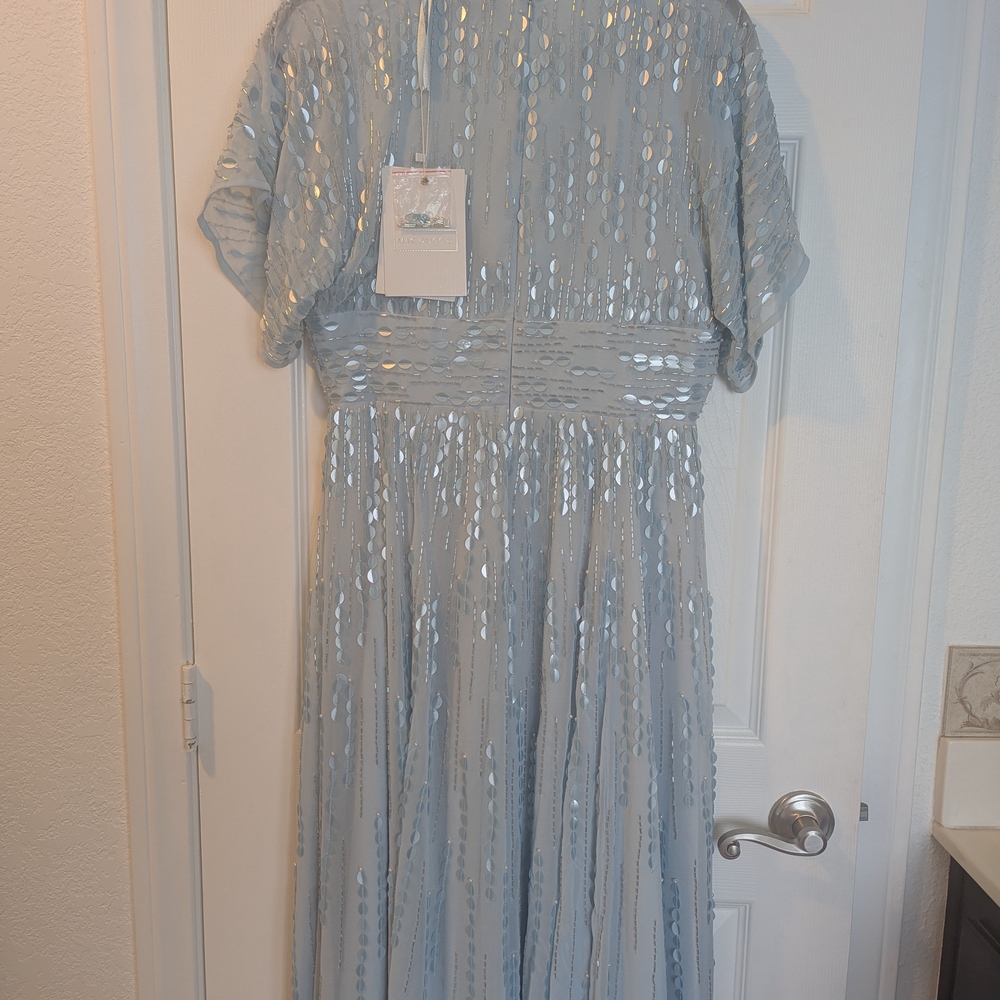 Mac Duggal Powder Blue Sequin Maxi Dress Size 8 - Picture 5 of 8